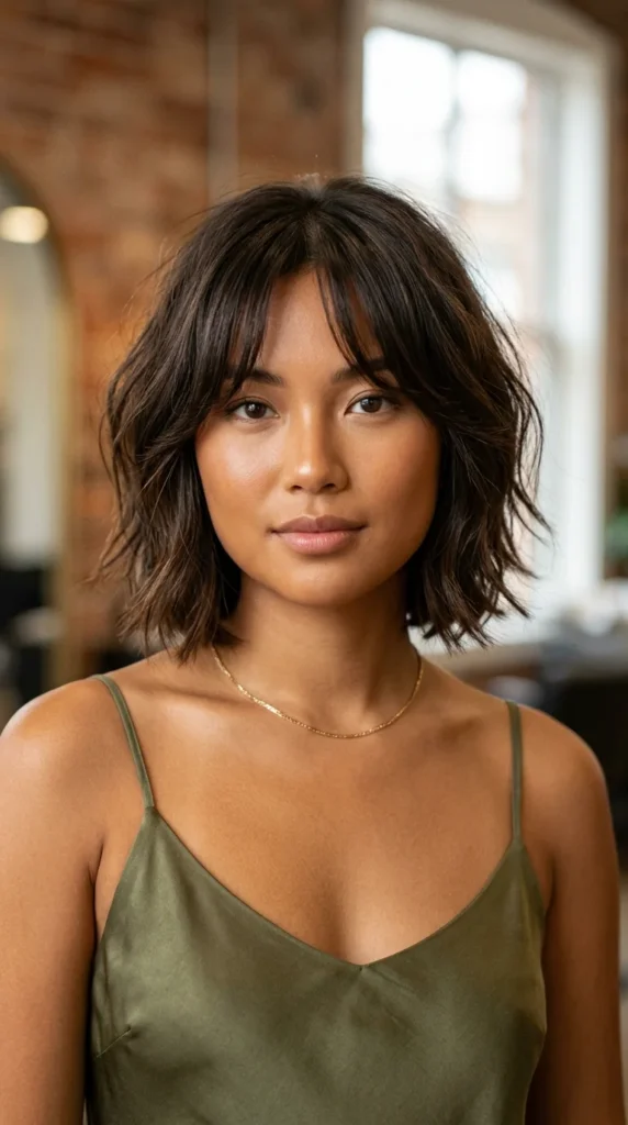 Low-Maintenance Bob with Curtain Bangs