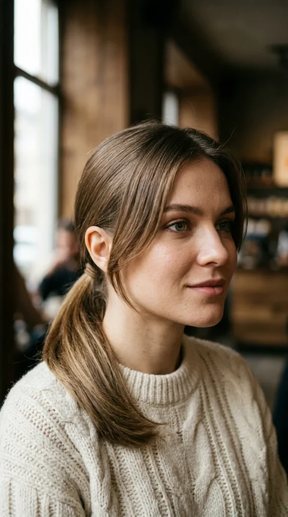 Low Ponytail with Face-Framing Layers
