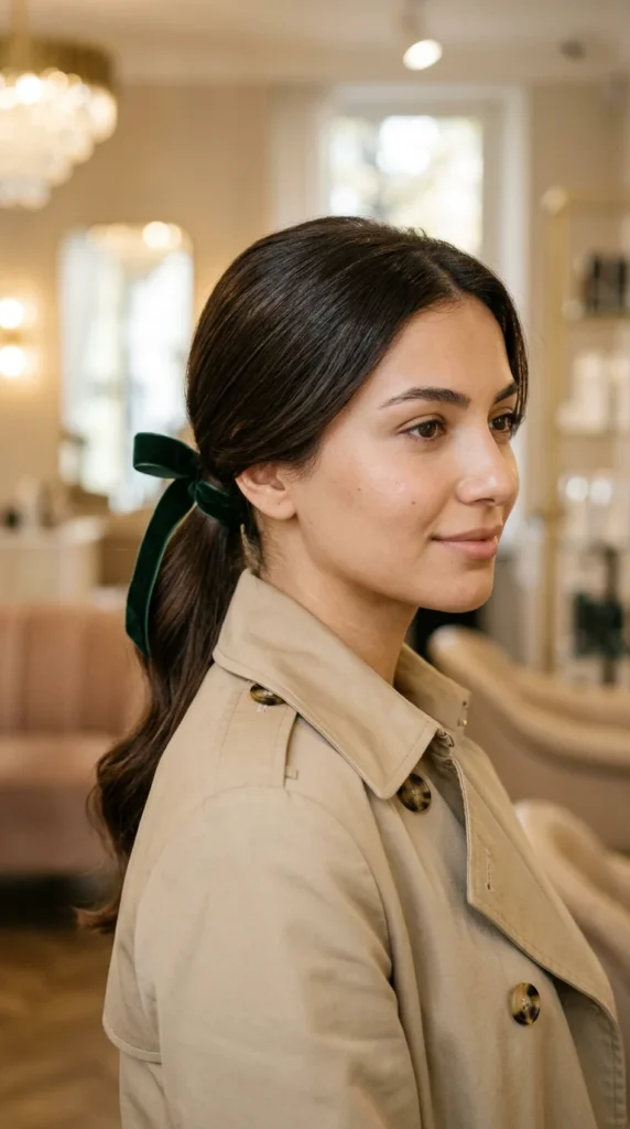 Low Ponytail with Ribbon Bow
