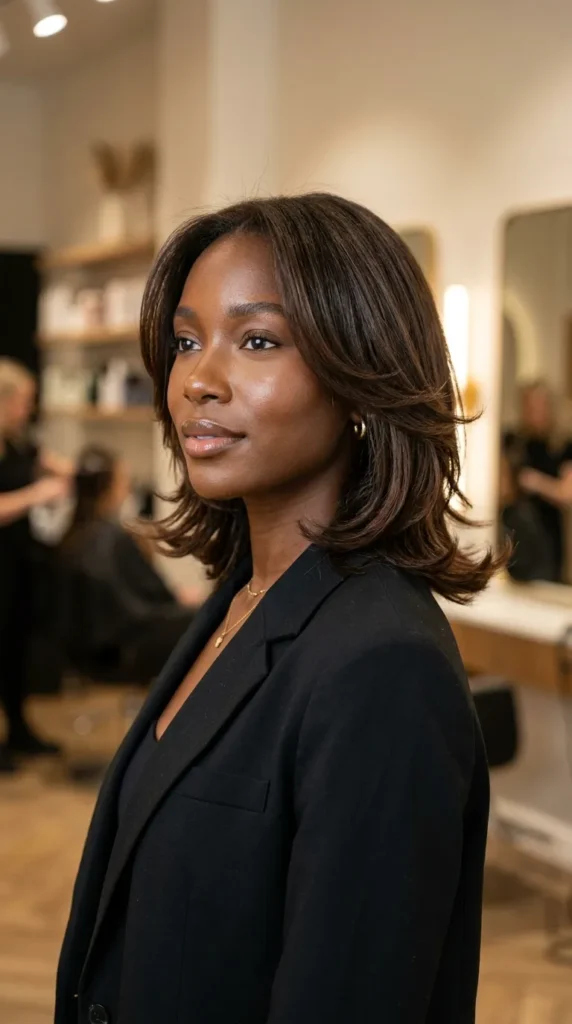 Medium Layered Hair with Flipped Ends