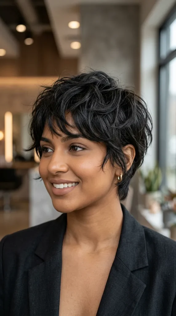 Messy Short Layered Pixie for Thick Hair