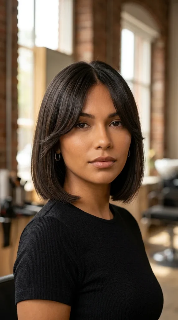 Middle-Part Bob with Curtain Bangs