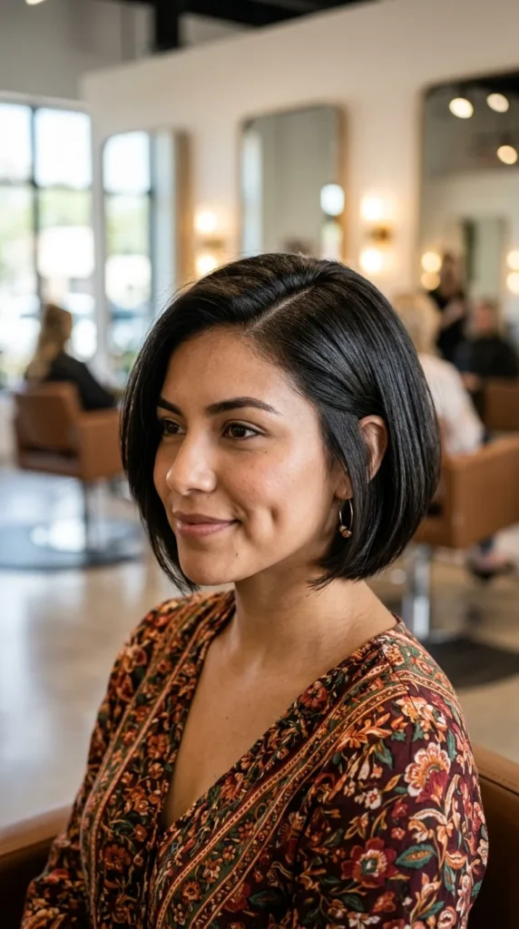 Mini Bob with Side Part for Oval Face
