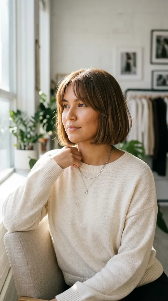 Minimalist Bob with Curtain Bangs