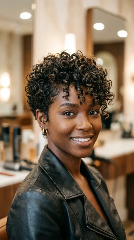 Modern Curly Pixie Cut