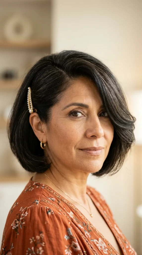Modern Italian Bob with Deep Side Part