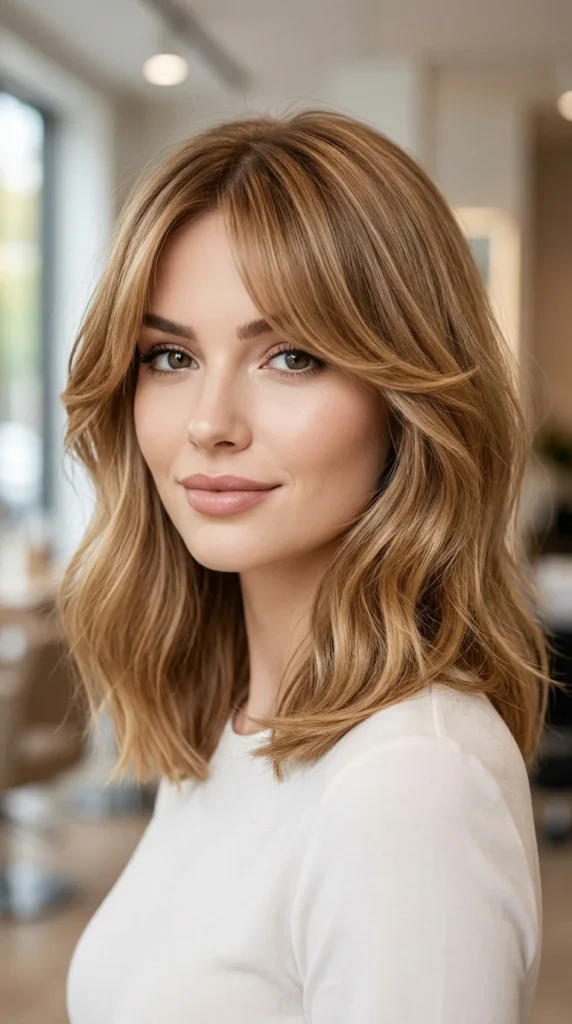 Modern Lob with Curtain Bangs