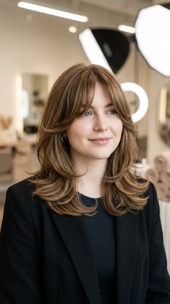 Modern Rachel Cut with Curtain Bangs