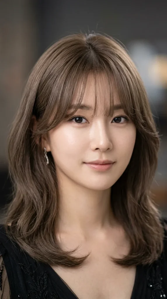 Mushroom Brown Korean Curtain Bangs