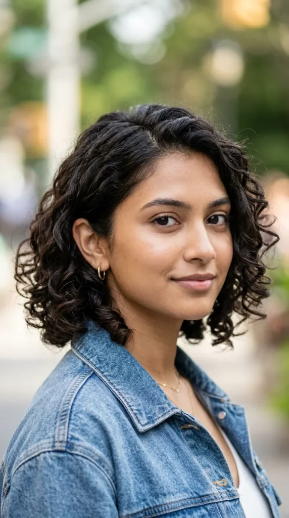 Neck-Length Curly Bob with Soft Movement
