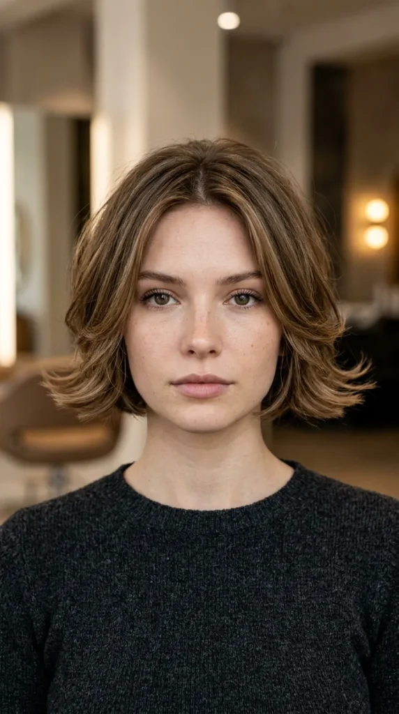 Neck-Length Short Layered Cut with Flipped Ends