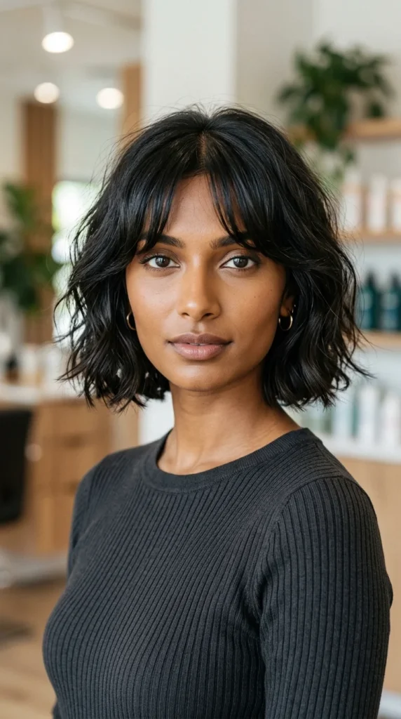 Parisian Bob with Soft Curtain Fringe
