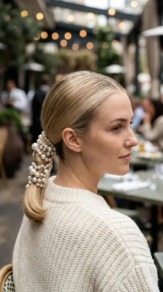 Pearl Accessorized Low Ponytail