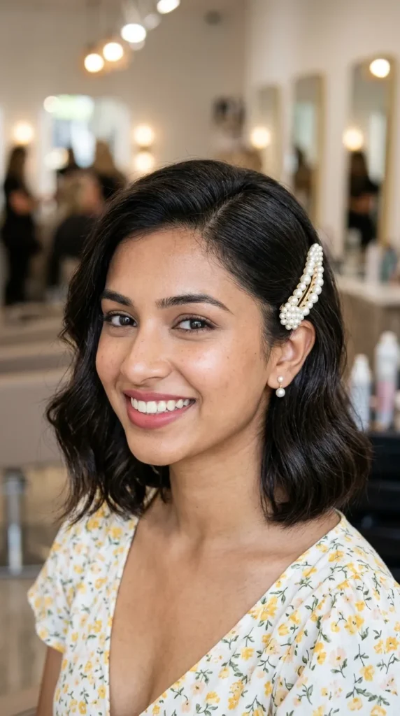 Pearl Hair Clip Side Sweep