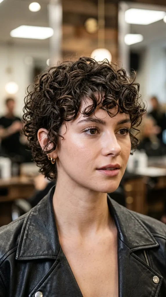 Piecey Curly Pixie Haircut