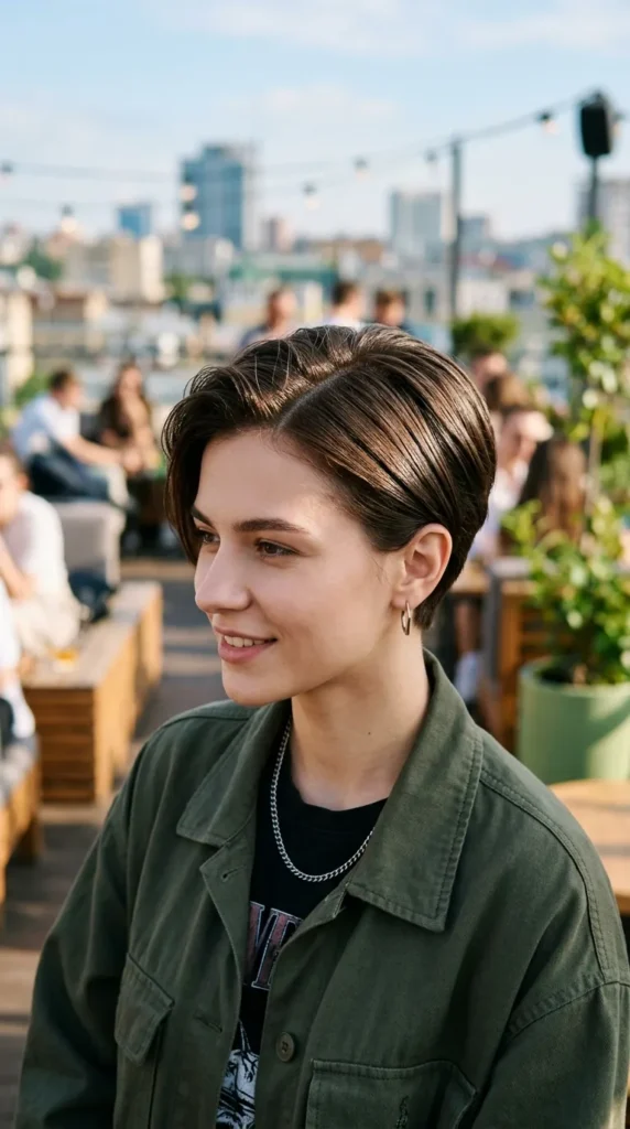 Pixie Haircut for Oval Face with Glossy Finish