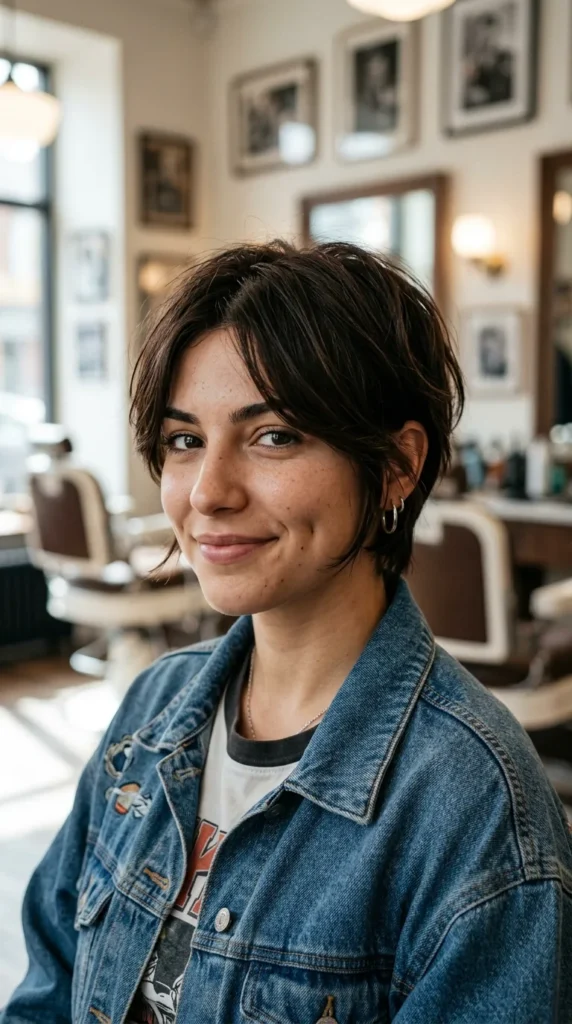 Pixie with Face-Framing Layers for Oval Face