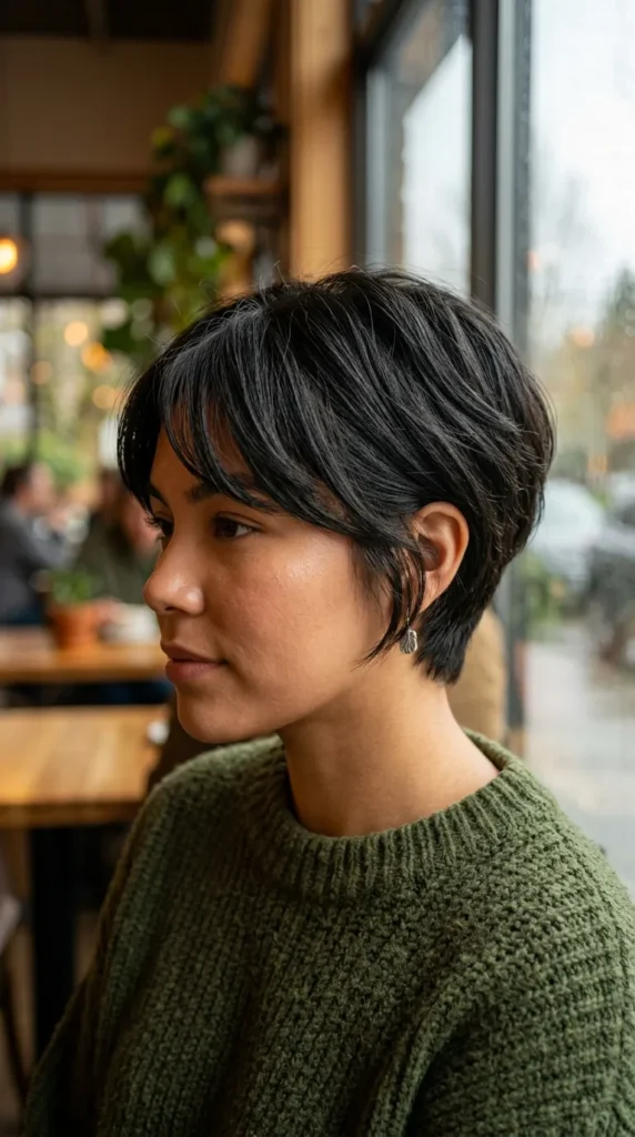 Pixie with Side Bangs for Oval Face