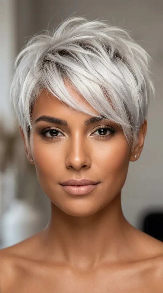 Platinum Pixie with Choppy Short Layers