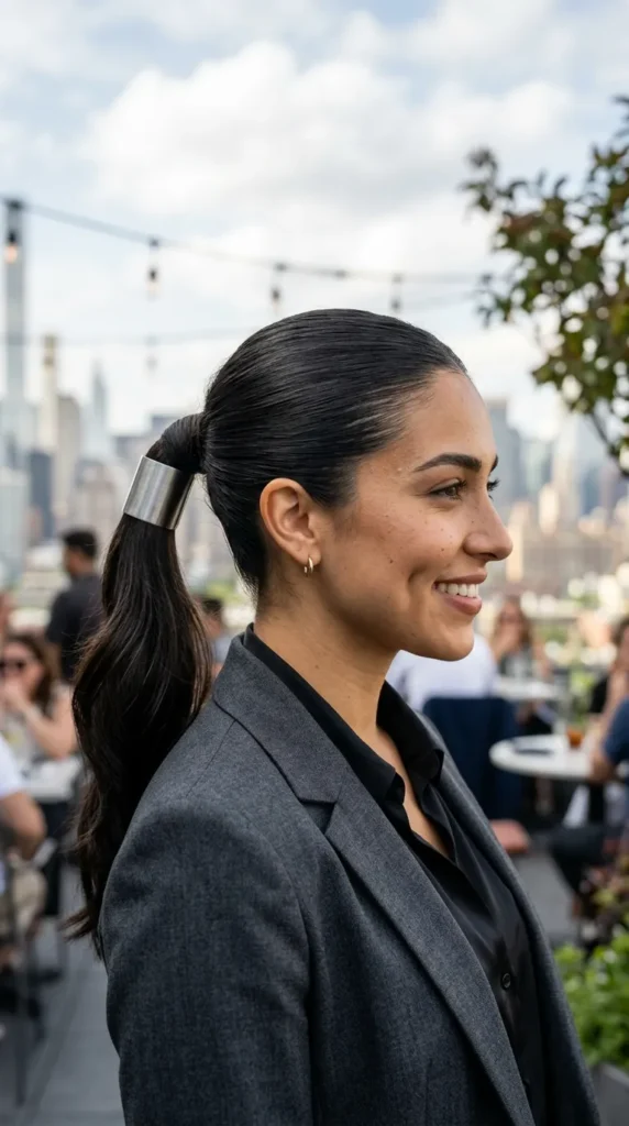 Ponytail with Metallic Hair Cuff