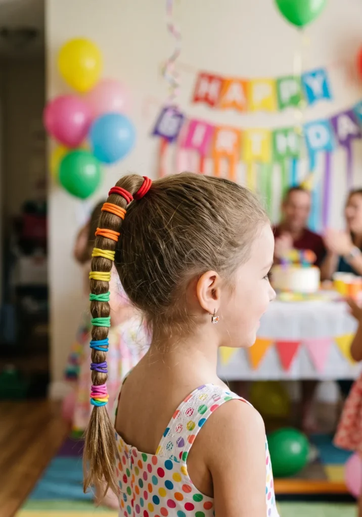 Rainbow Elastic Ponytail Hairstyle