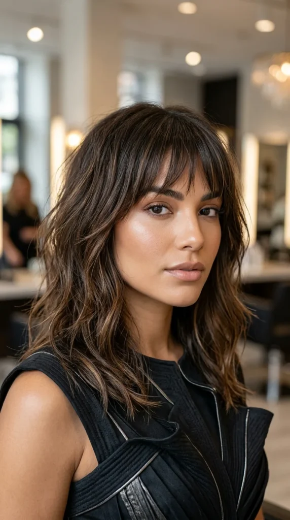 Razor-Cut Bangs with Medium Hair