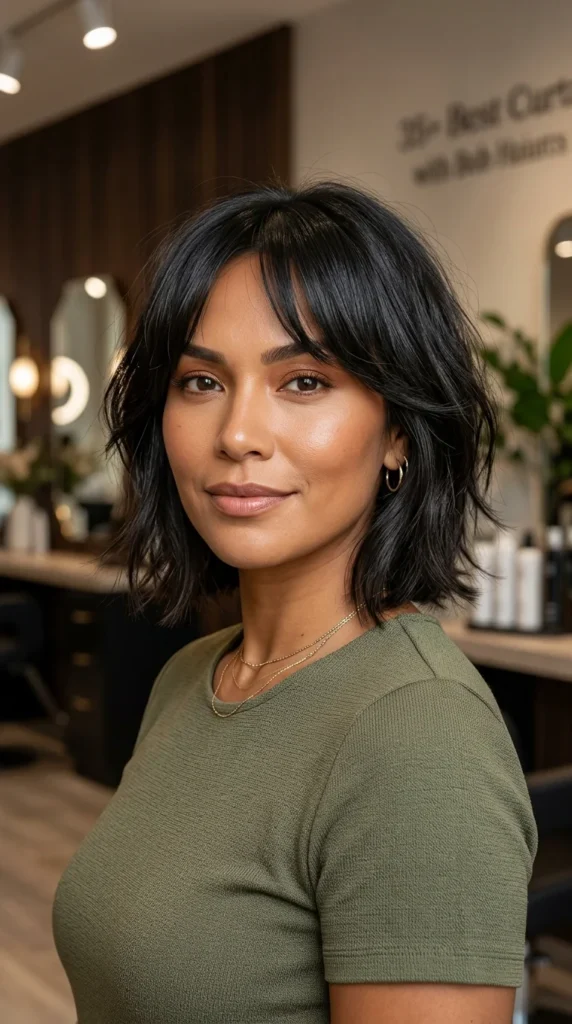 Razor Cut Bob with Curtain Bangs