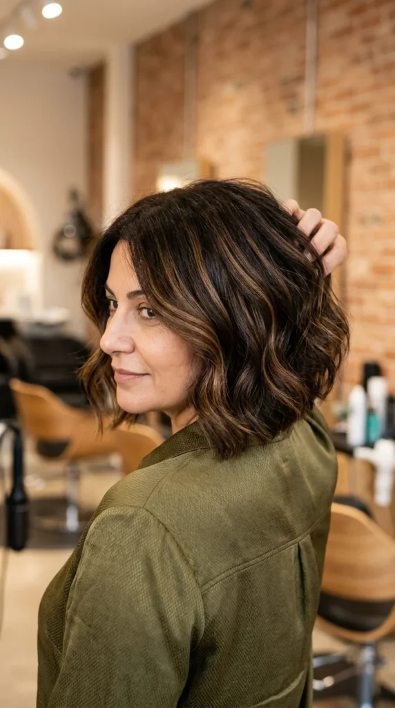 Rich Brunette Bob with Caramel Balayage