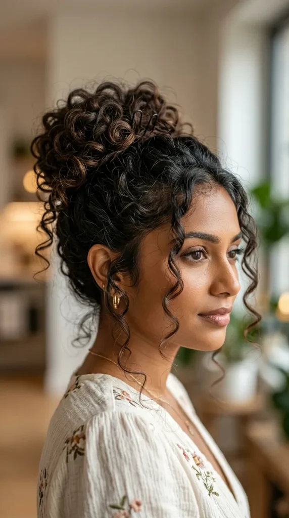 Romantic Curly Updo with Tendrils