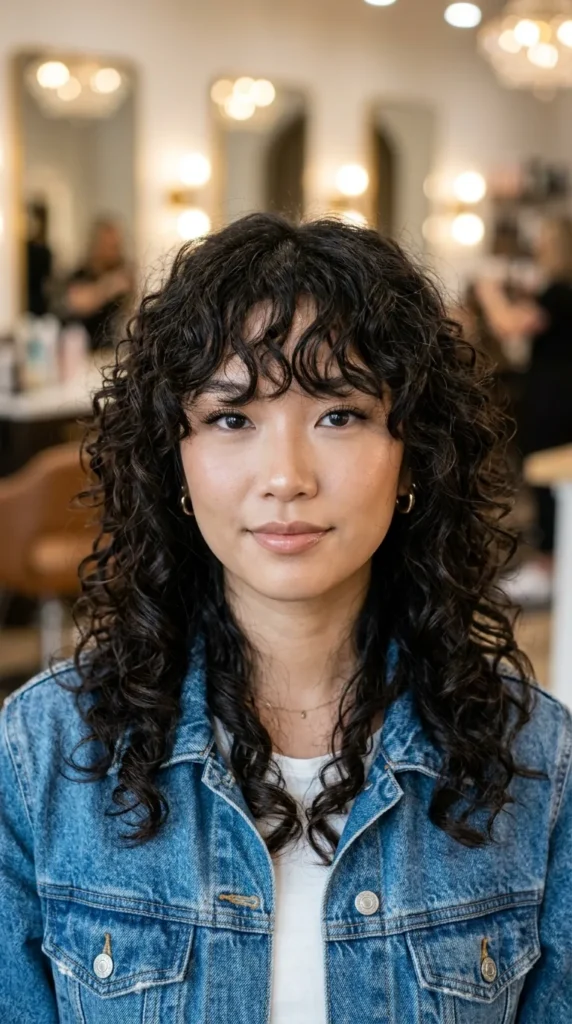 Romantic Curly Wolf Cut with Long Fringe