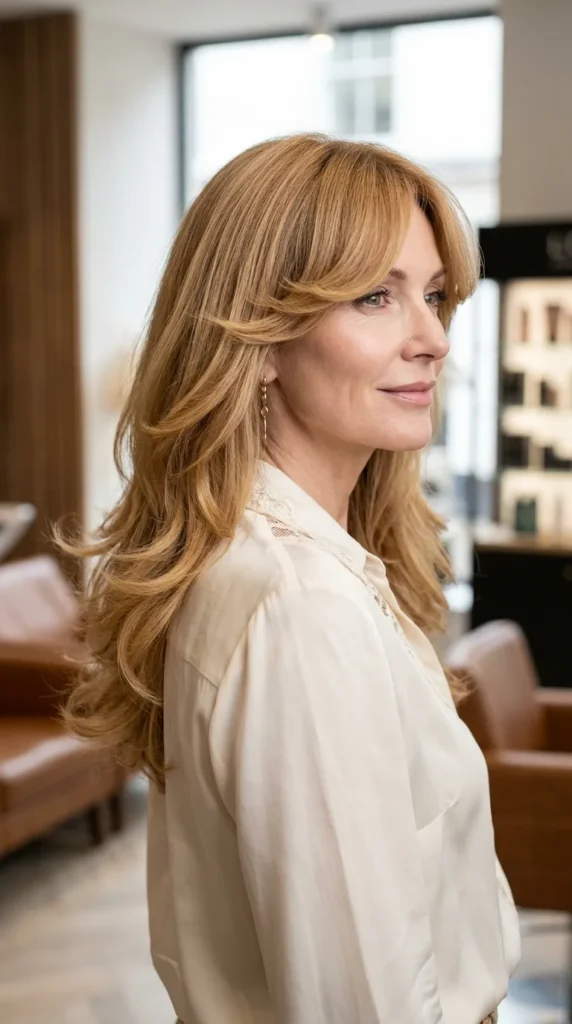 Romantic Layered Hair with Curtain Fringe