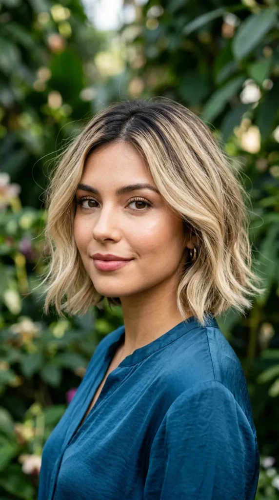 Rooted Blonde Italian Bob