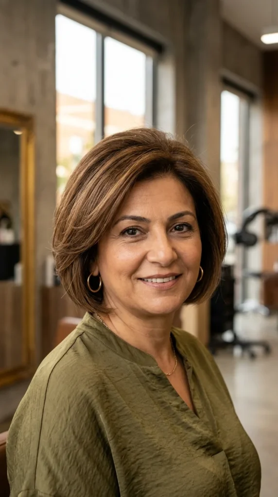 Rounded Bob with Crown Volume
