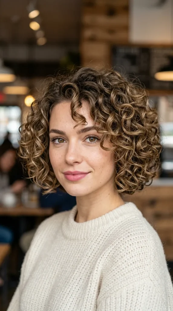 Rounded Curly Bob with Soft Layers
