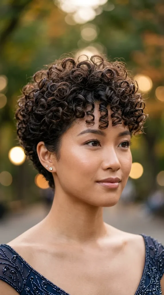 Rounded Curly Pixie with Height
