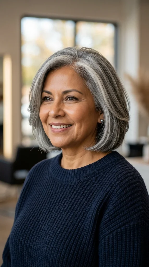 Salt-and-Pepper Bob with Soft Layers