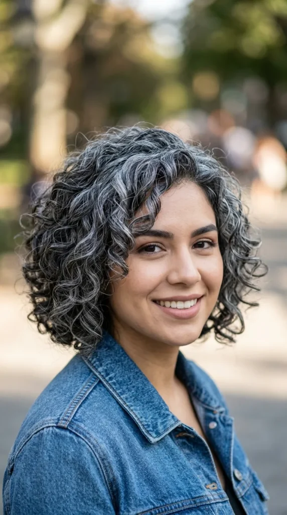 Salt-and-Pepper Curly Bob