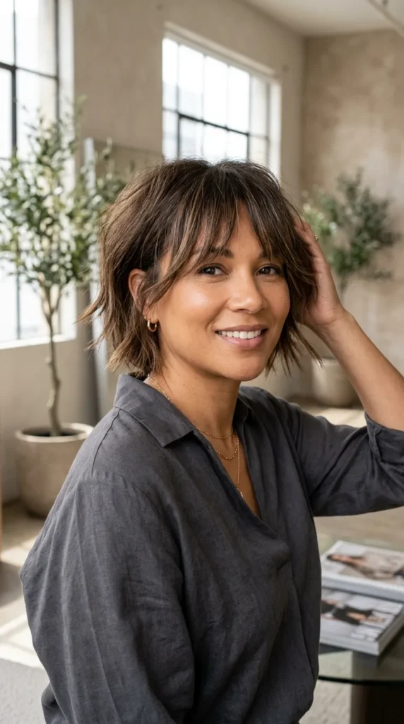 Shattered Curtain Bangs on Short Hair