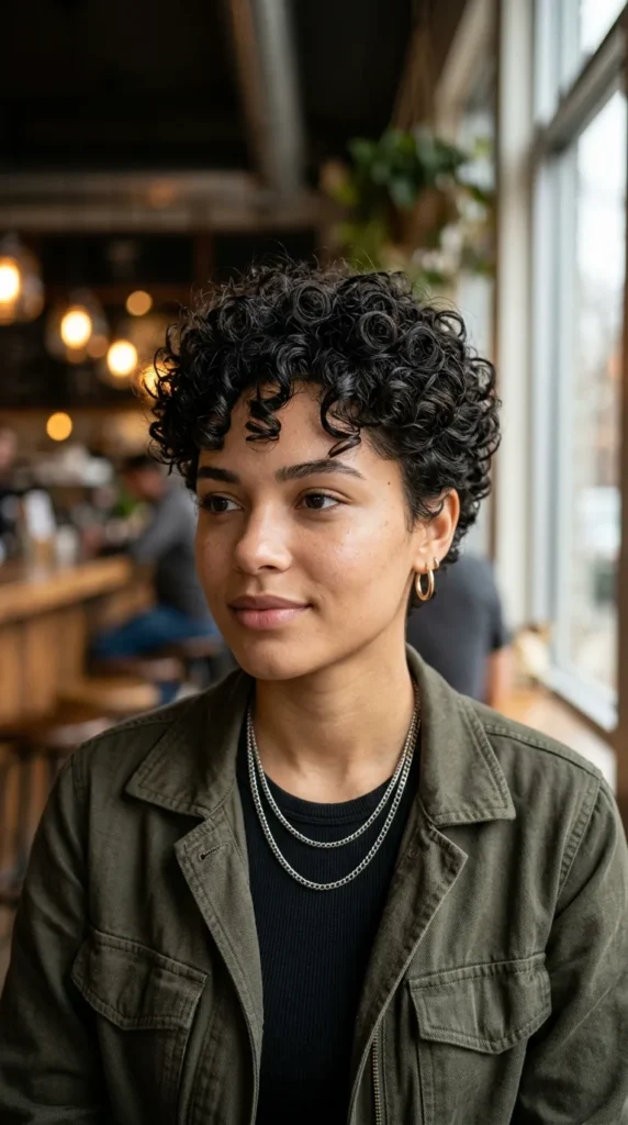 Short Curly Pixie for Oval Face