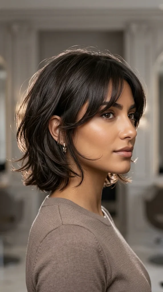 Short Hair with Ribbon Layers and Curtain Bangs