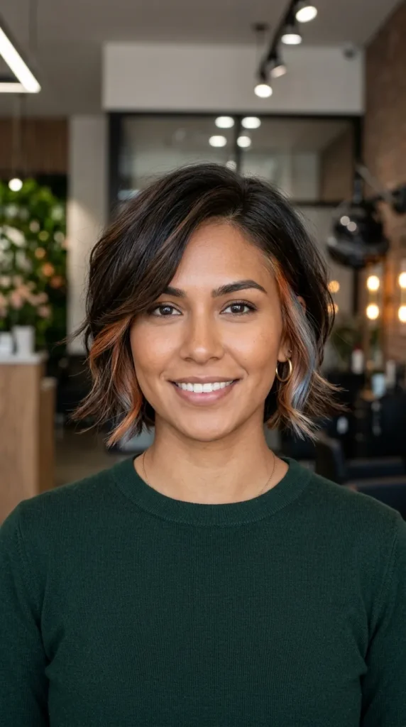 Short Layered Bob with Peekaboo Highlights