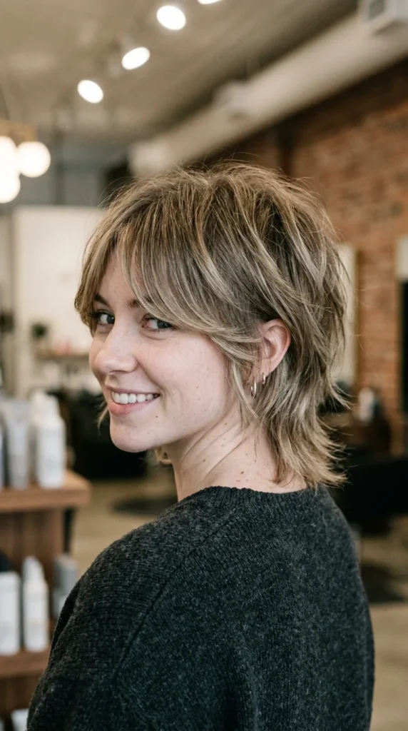 Short Wolf Cut with Curtain Bangs