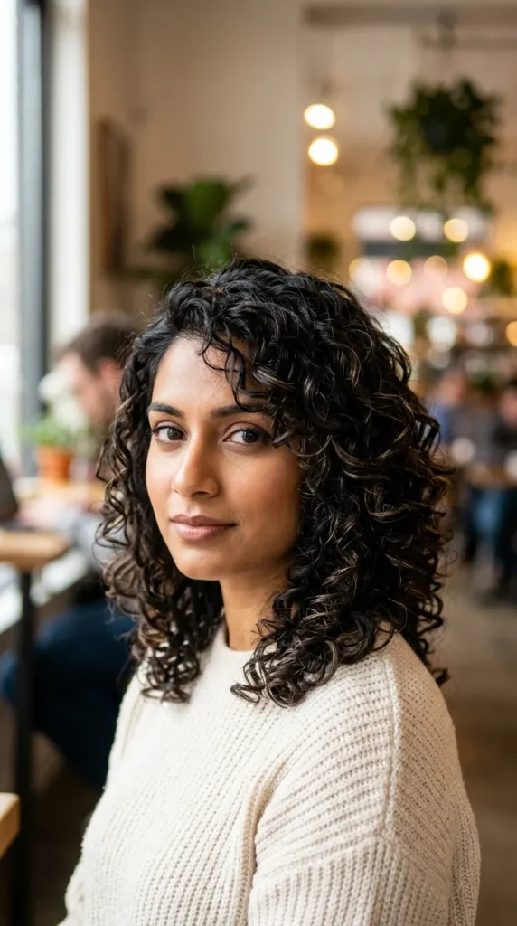 Shoulder-Length Curly Layers