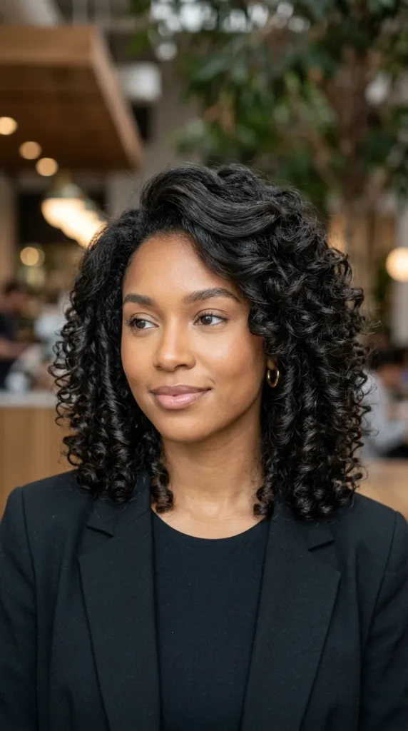 Shoulder-Length Curly Lob with Layers