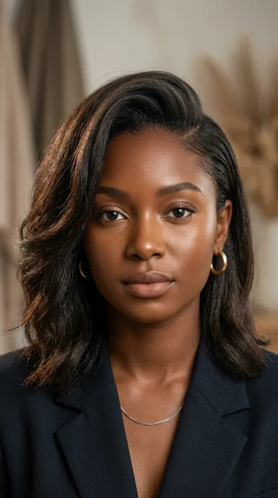 Shoulder-Length Hair with Deep Side Part