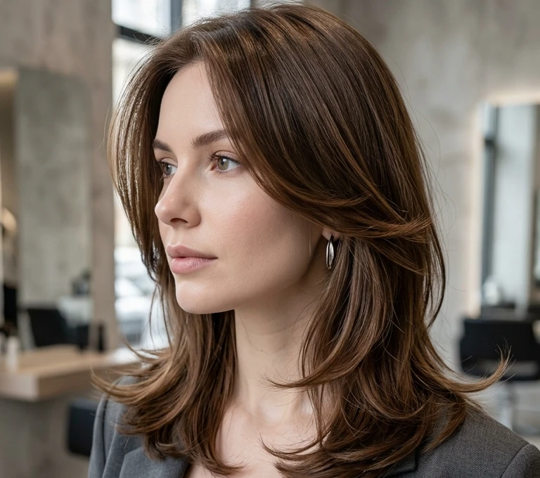 Shoulder-Length Hairstyles for Round Face