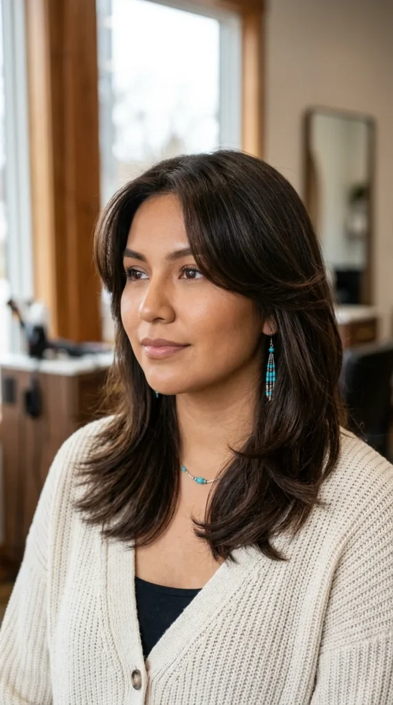 Shoulder-Length Hair with Flipped Curtain Layers