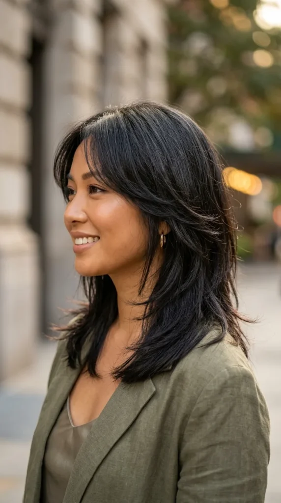 Shoulder-Length Hair with Modern Hush Cut