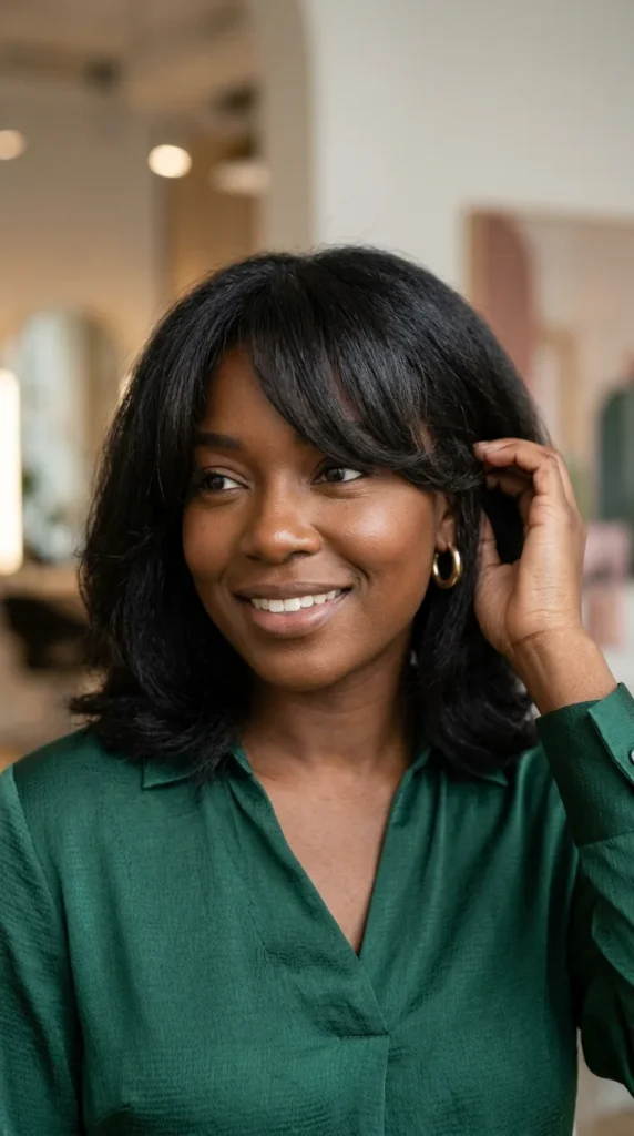 Shoulder-Length Hair with Side Curtain Bangs