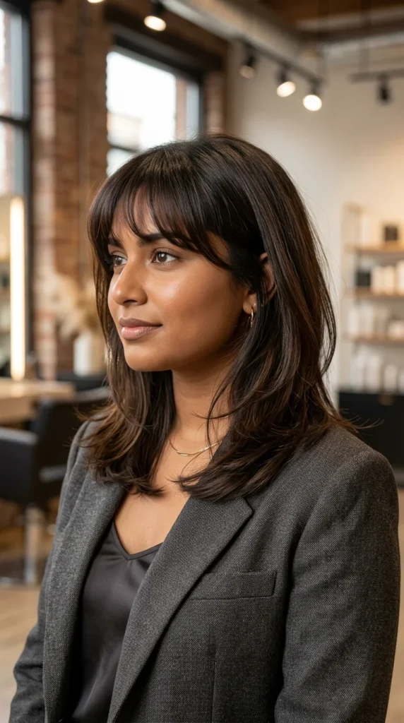 Shoulder-Length Hair with Soft Wispy Bangs